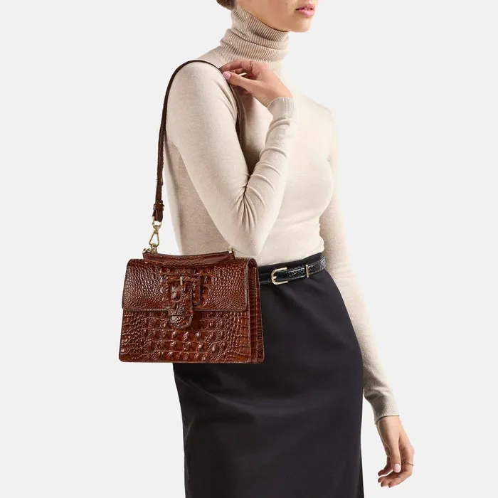Women Brahmin Satchels Small Hallie Black Spark Women Brahmin Satchels Small Hallie Black Spark