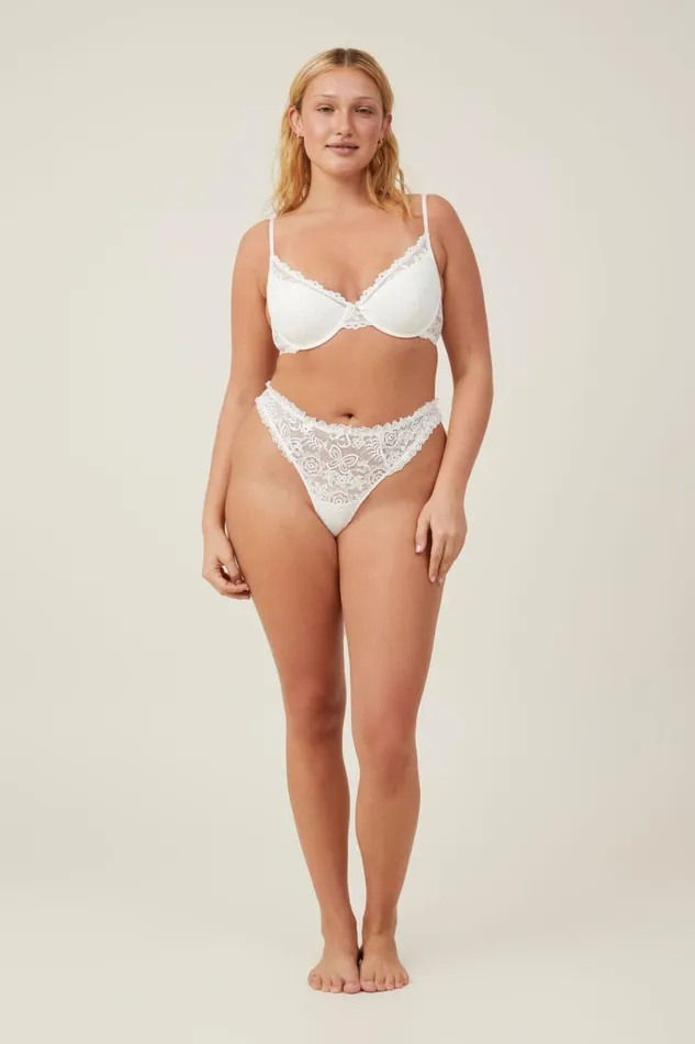 Women Bras Cotton On Butterfly Lace Lightly Lined Bra Cream