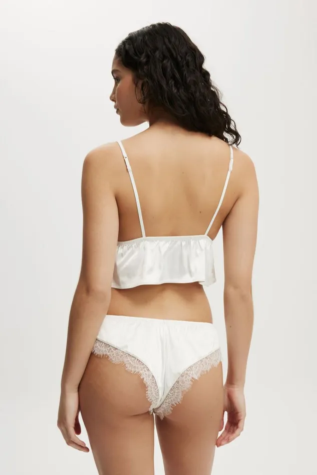 Women Bras Cotton On Satin Longline Bralette French Vanilla