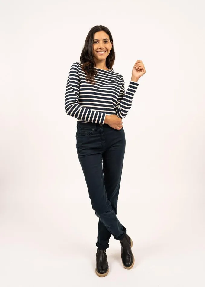 Women Breton Striped Shirts Saint James MERIDAME II Navy Ecru