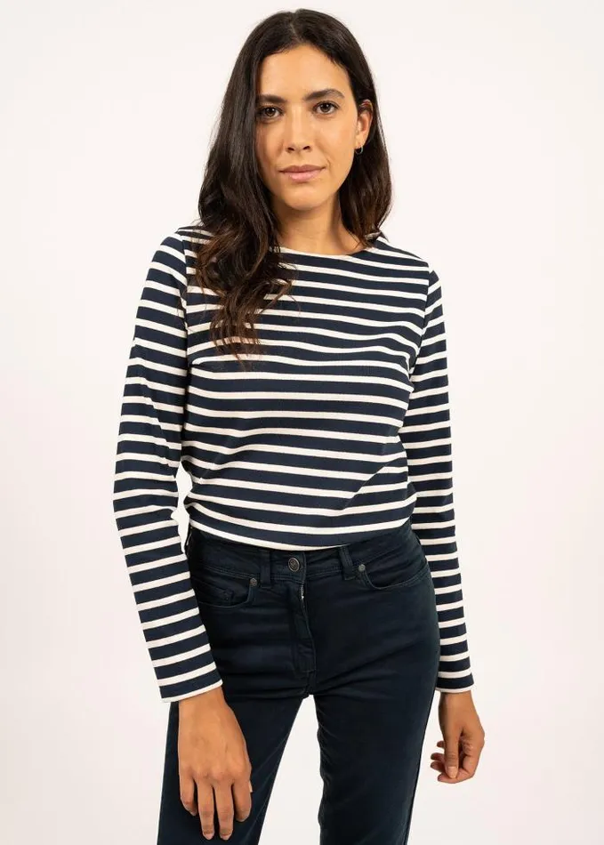 Women Breton Striped Shirts Saint James MERIDAME II Navy Ecru