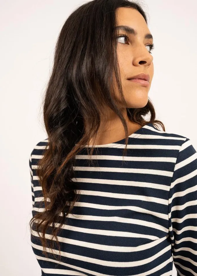 Women Breton Striped Shirts Saint James MERIDAME II Navy Ecru