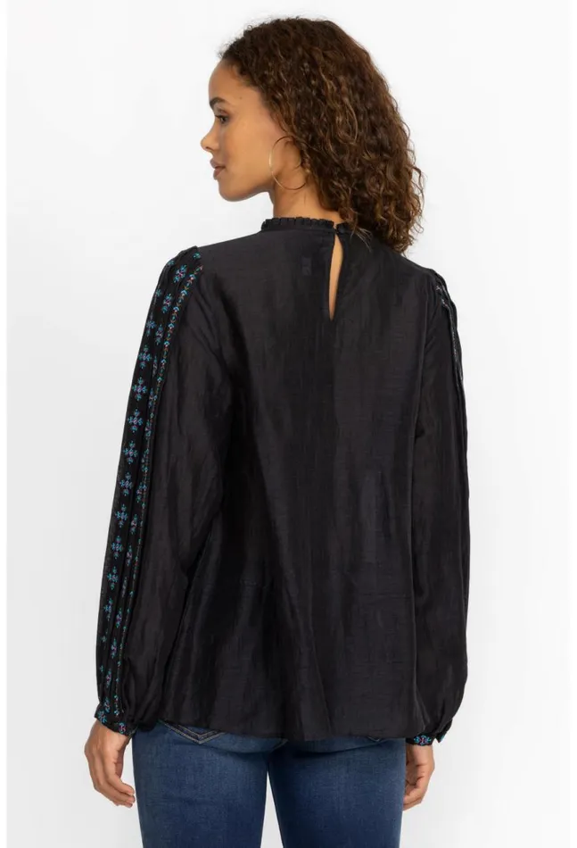 Women Calico Blouse Black Johnny Was Tops