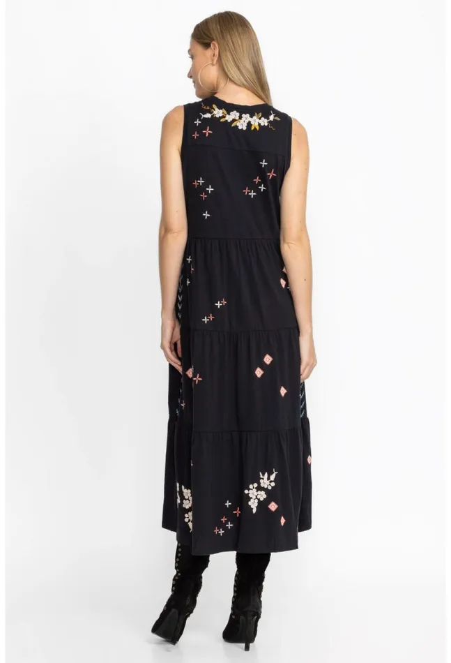 Women Ceretti Tiered Maxi Tank Dress Black Johnny Was Dresses