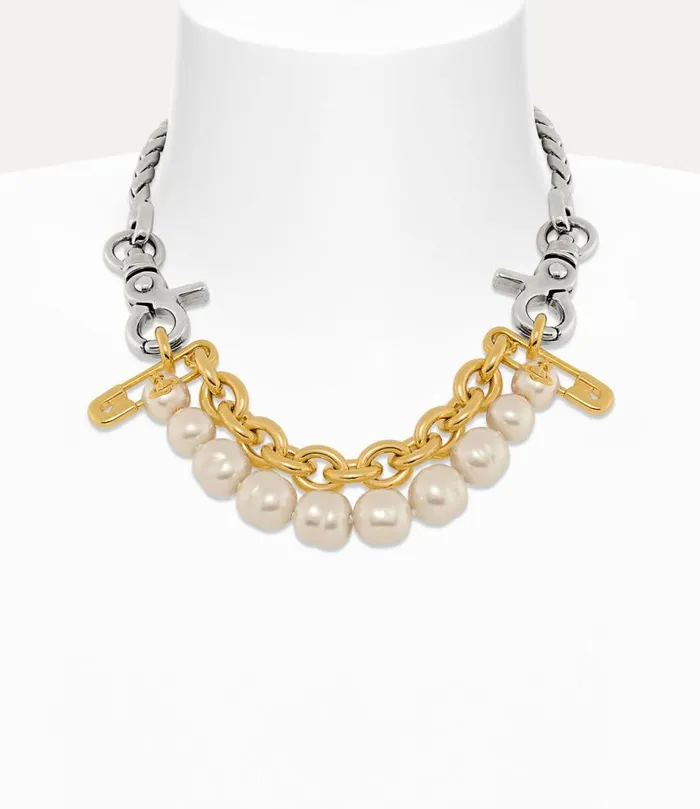 Women Claude Large Necklace Platinumgoldcreamrosepearl Vivienne Westwood Necklaces Women Claude Large Necklace Platinumgoldcreamrosepearl Vivienne Westwood Necklaces