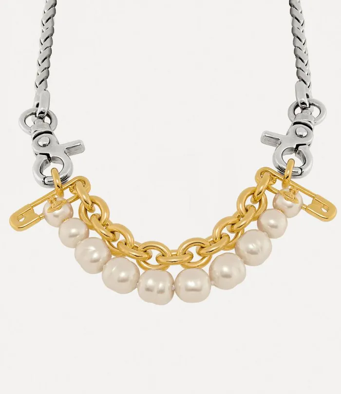 Women Claude Large Necklace Platinumgoldcreamrosepearl Vivienne Westwood Necklaces Women Claude Large Necklace Platinumgoldcreamrosepearl Vivienne Westwood Necklaces