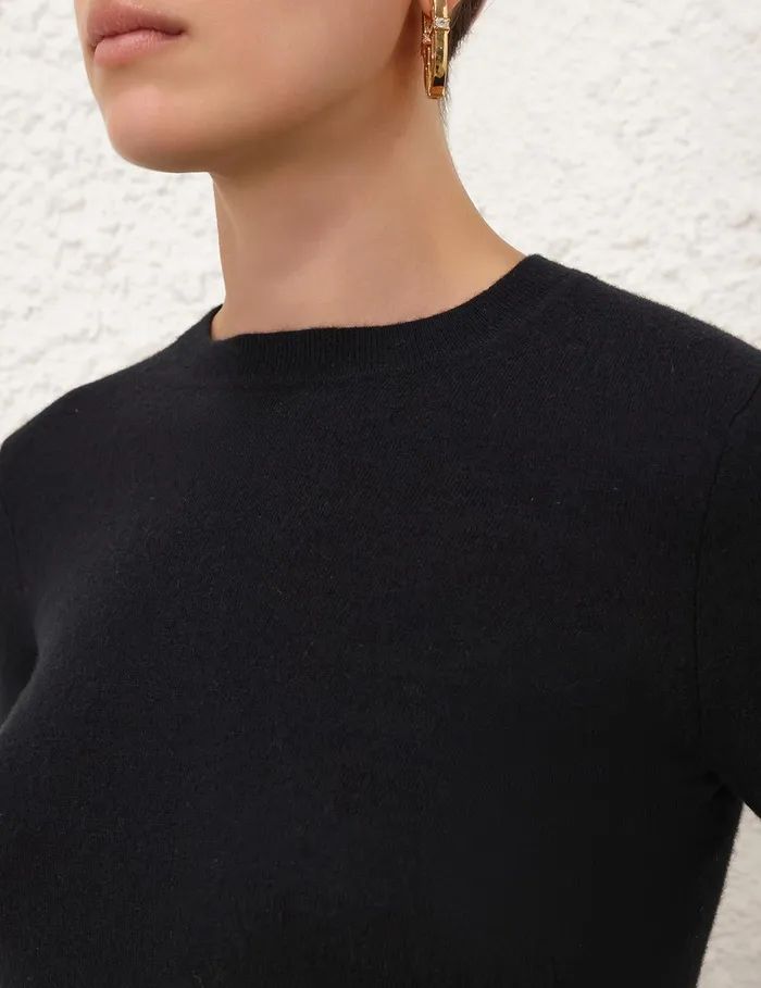Women Clothing Zimmermann Classic Crew Neck Sweater Black