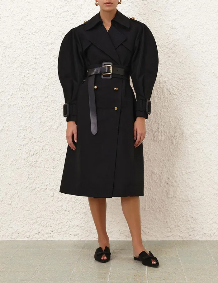 Women Clothing Zimmermann Crush Barrel Trench Coat Black