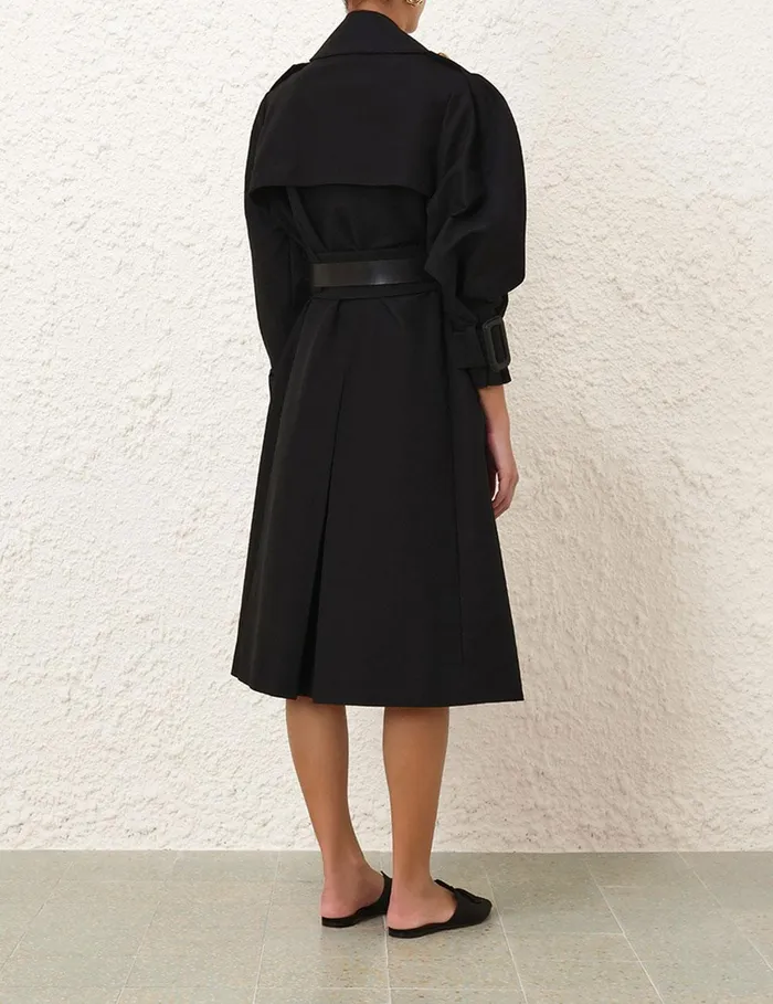 Women Clothing Zimmermann Crush Barrel Trench Coat Black