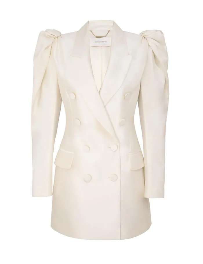 Women Clothing Zimmermann Crush Double Breasted Mini Cream