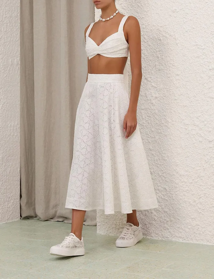 Women Clothing Zimmermann Crush Embroidered Bralette Ivory