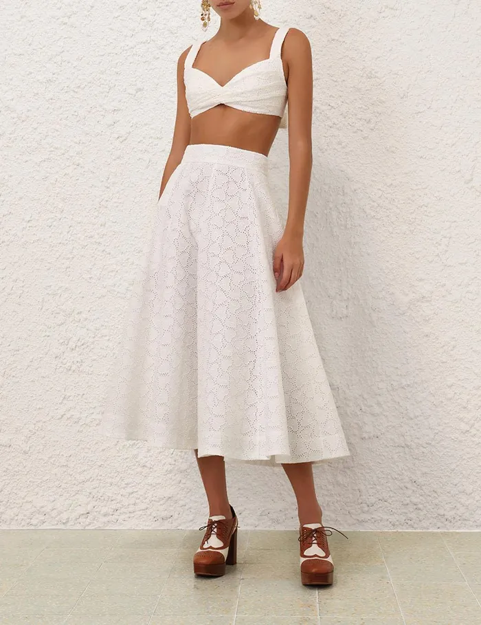 Women Clothing Zimmermann Crush Embroidered Bralette Ivory