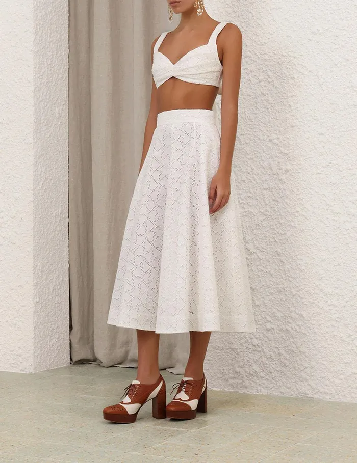 Women Clothing Zimmermann Crush Embroidered Bralette Ivory