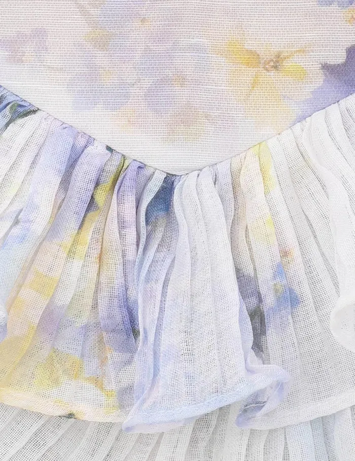 Women Clothing Zimmermann Crush Frill Midi Dress Lilac Floral