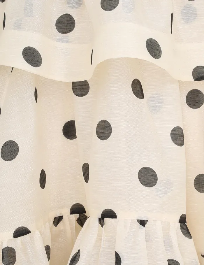 Women Clothing Zimmermann Crush HighLow Tiered Skirt Creamblack Dot