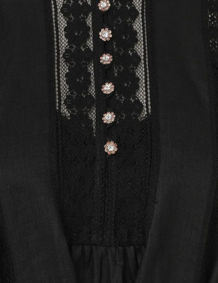 Women Clothing Zimmermann Crush Lace Billow Dress Black