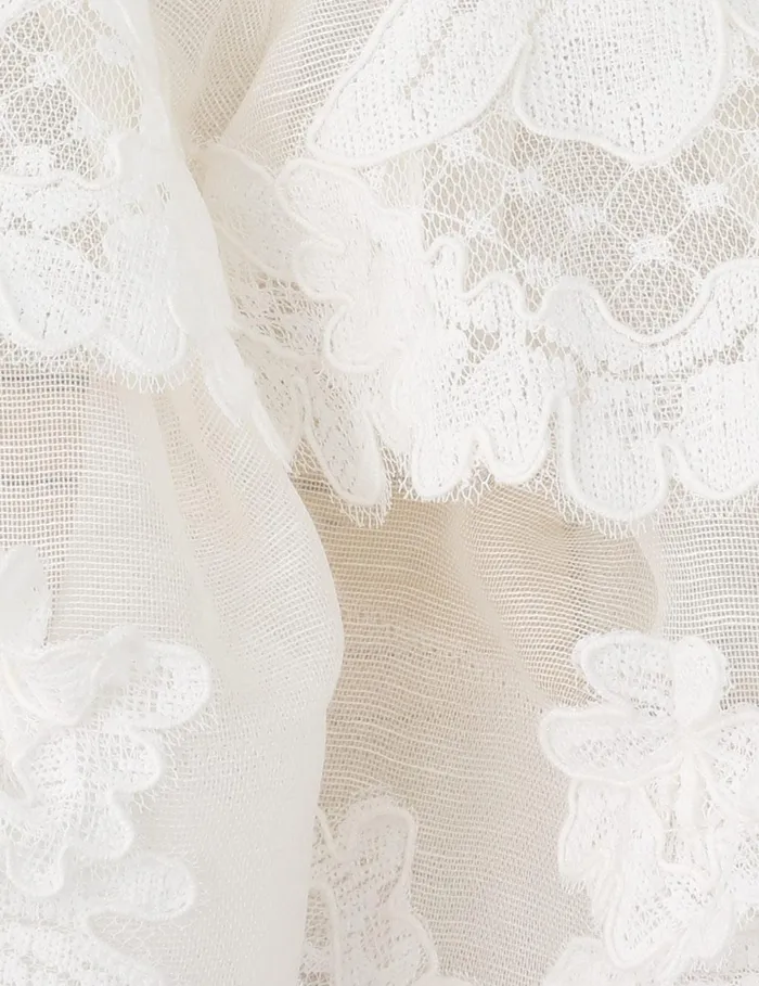 Women Clothing Zimmermann Crush Lace Motif Tiered Top Ivory