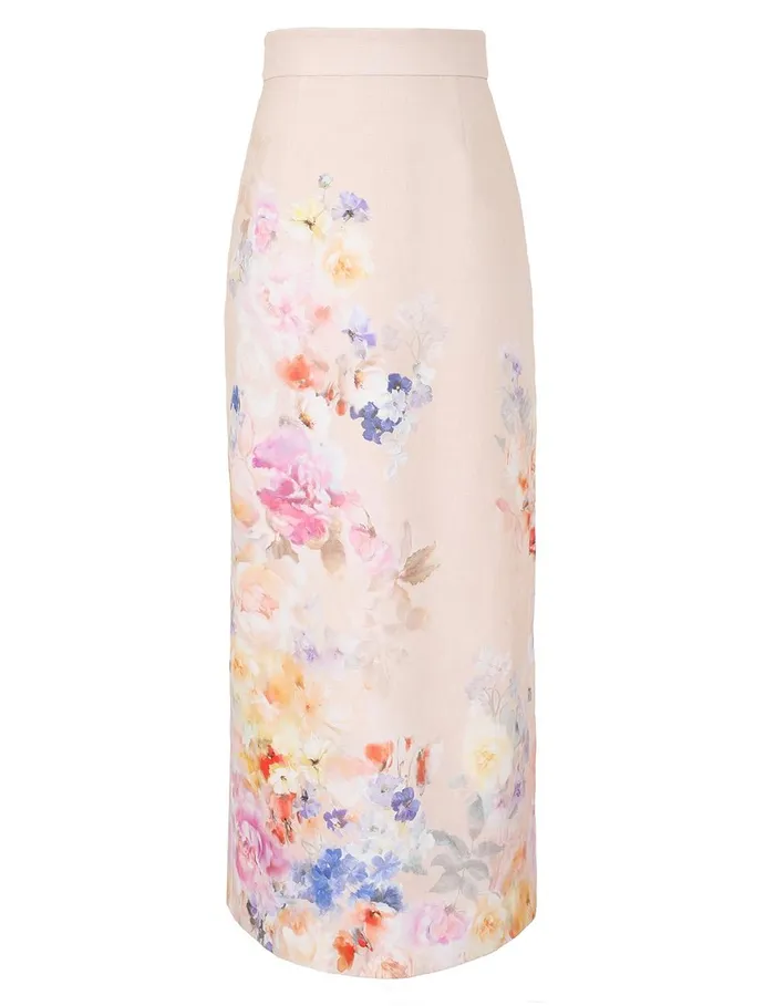 Women Clothing Zimmermann Crush Pencil Midi Skirt Multi Floral
