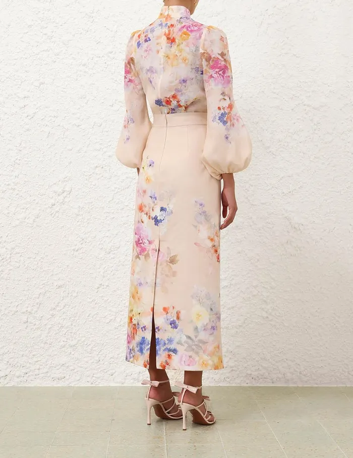 Women Clothing Zimmermann Crush Pencil Midi Skirt Multi Floral