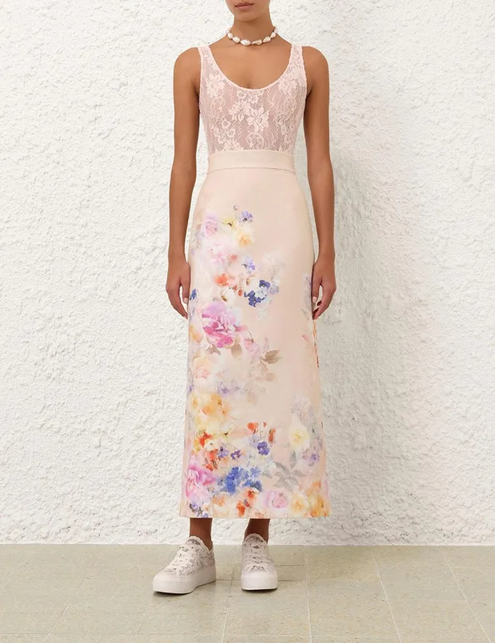 Women Clothing Zimmermann Crush Pencil Midi Skirt Multi Floral