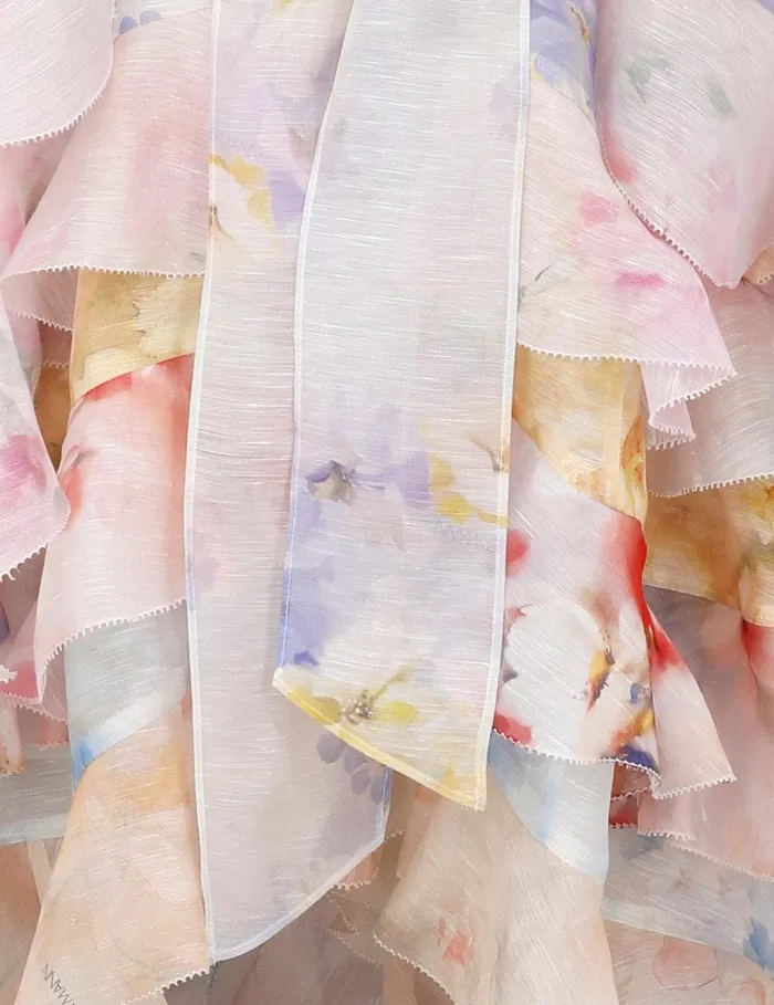 Women Clothing Zimmermann Crush Spliced Ruffle Dress Spliced Floral