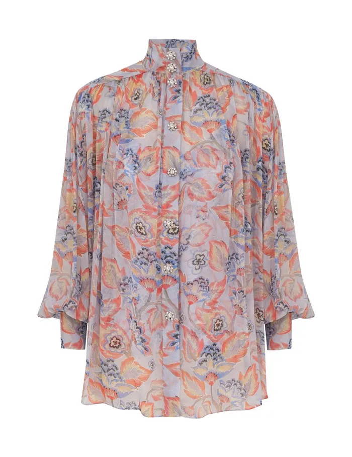 Women Clothing Zimmermann Eden Lantern Blouse Sapphire Eden