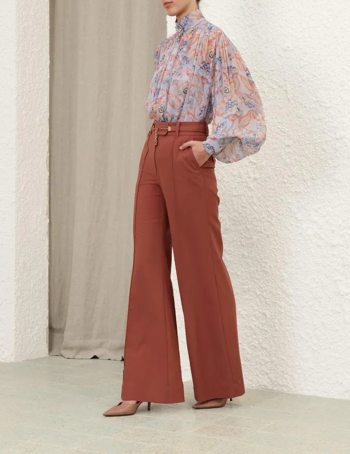 Women Clothing Zimmermann Eden Lantern Blouse Sapphire Eden