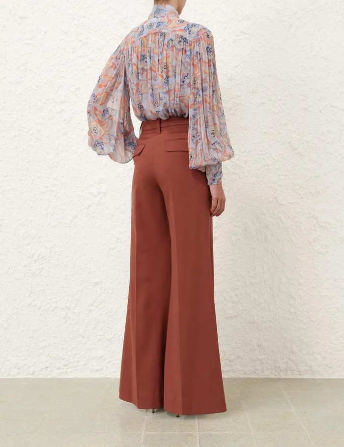 Women Clothing Zimmermann Eden Lantern Blouse Sapphire Eden