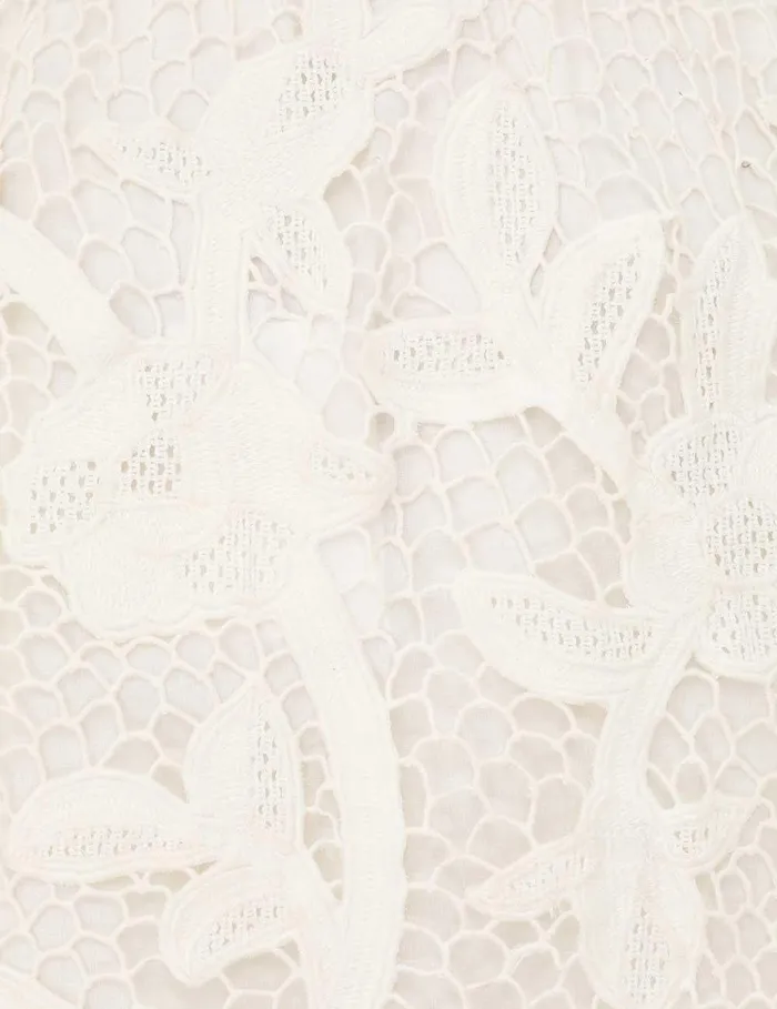 Women Clothing Zimmermann Golden Crochet Lace Skirt Ivory