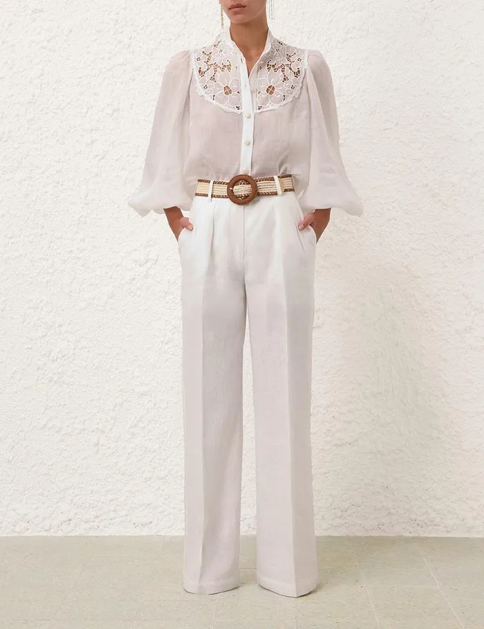 Women Clothing Zimmermann Golden Tuck Pant Ivory