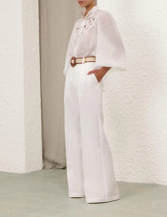 Women Clothing Zimmermann Golden Tuck Pant Ivory