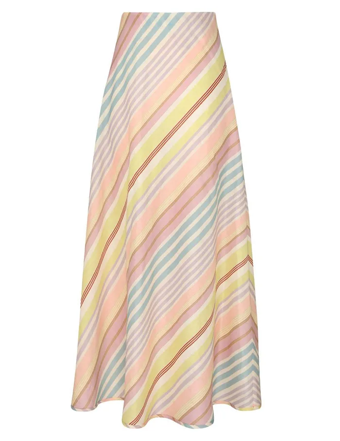 Women Clothing Zimmermann Halliday Bias Skirt Multi Stripe