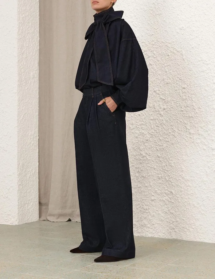 Women Clothing Zimmermann Illustration Denim Pant Night Sky