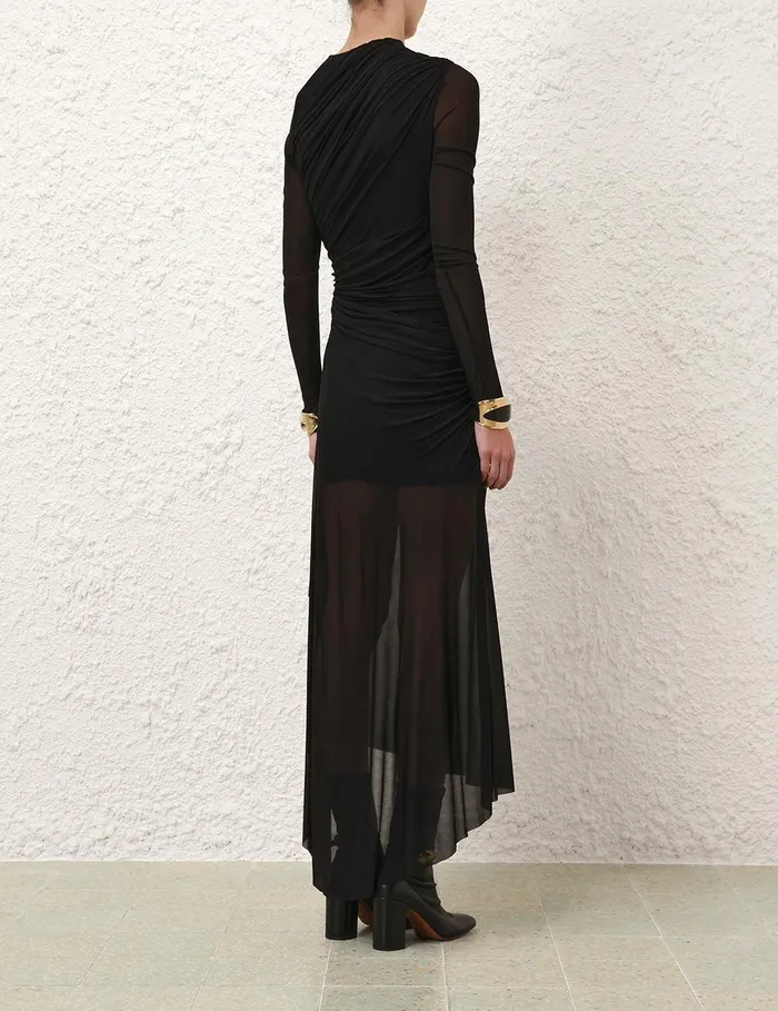 Women Clothing Zimmermann Illustration Gathered Dress Black