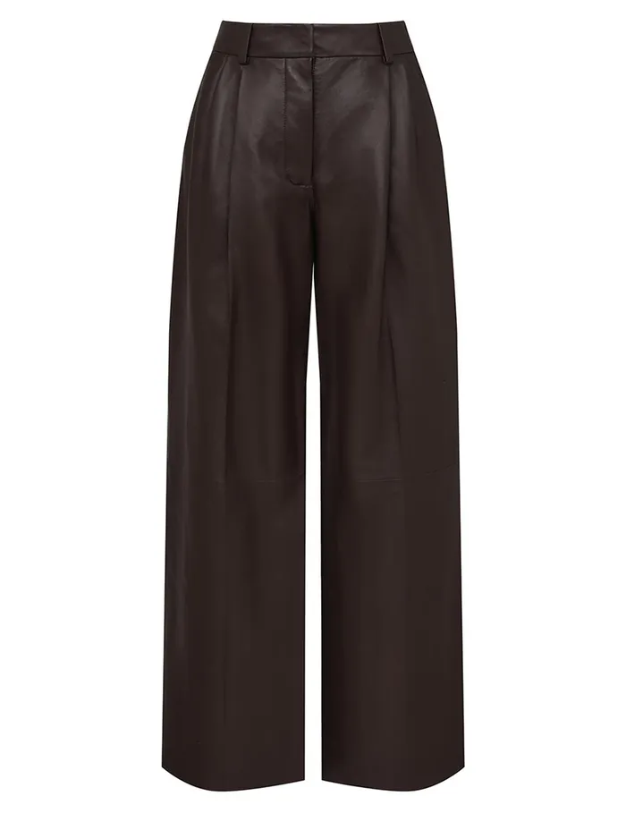 Women Clothing Zimmermann Illustration Leather Pant Mahogany