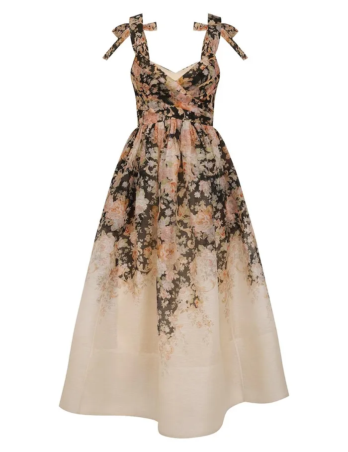 Women Clothing Zimmermann Illustration Midi Dress Tea Rococo Floral