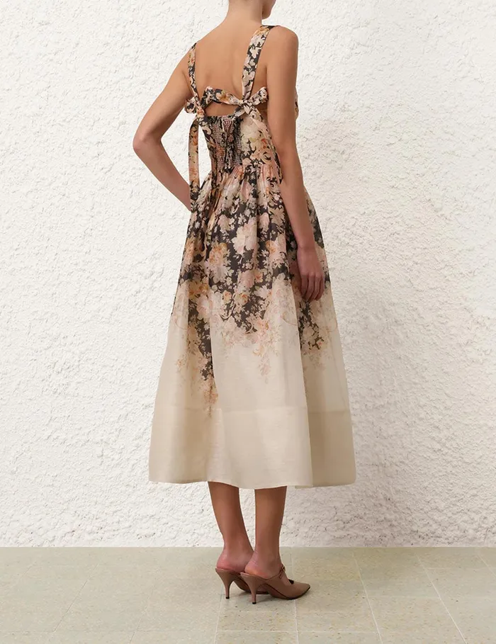 Women Clothing Zimmermann Illustration Midi Dress Tea Rococo Floral