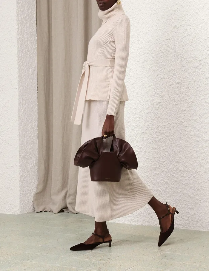 Women Clothing Zimmermann Illustration Paneled Rib Skirt Cream
