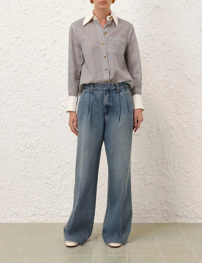 Women Clothing Zimmermann Illustration Style Shirt Stripe