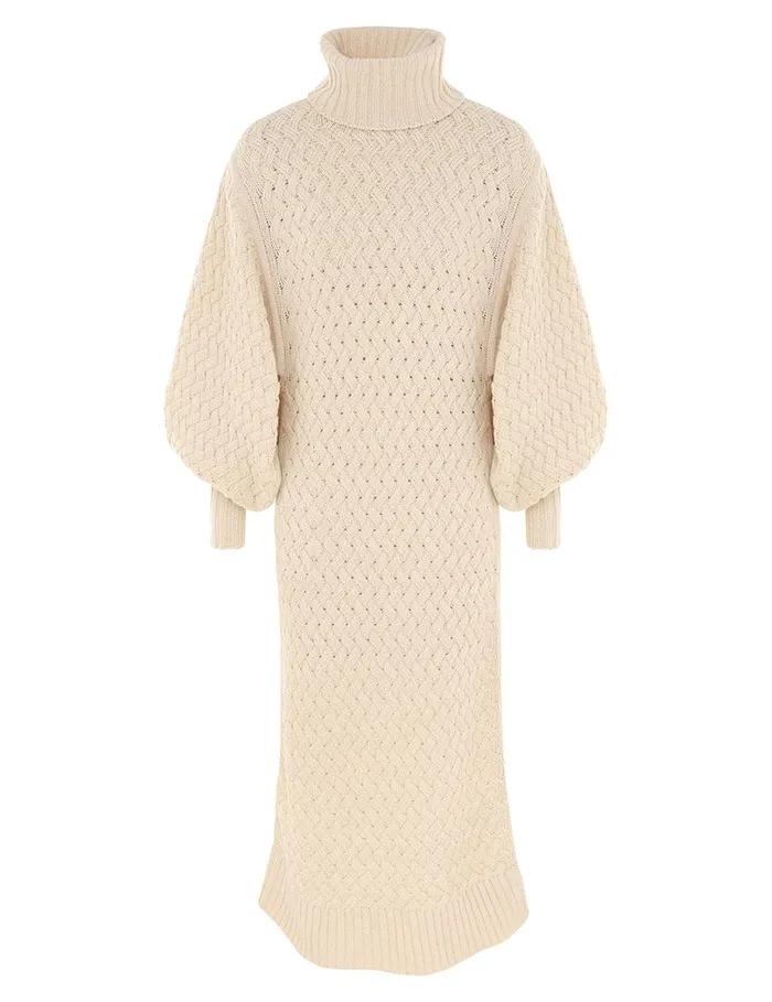 Women Clothing Zimmermann Illustration Textured Dress Cream