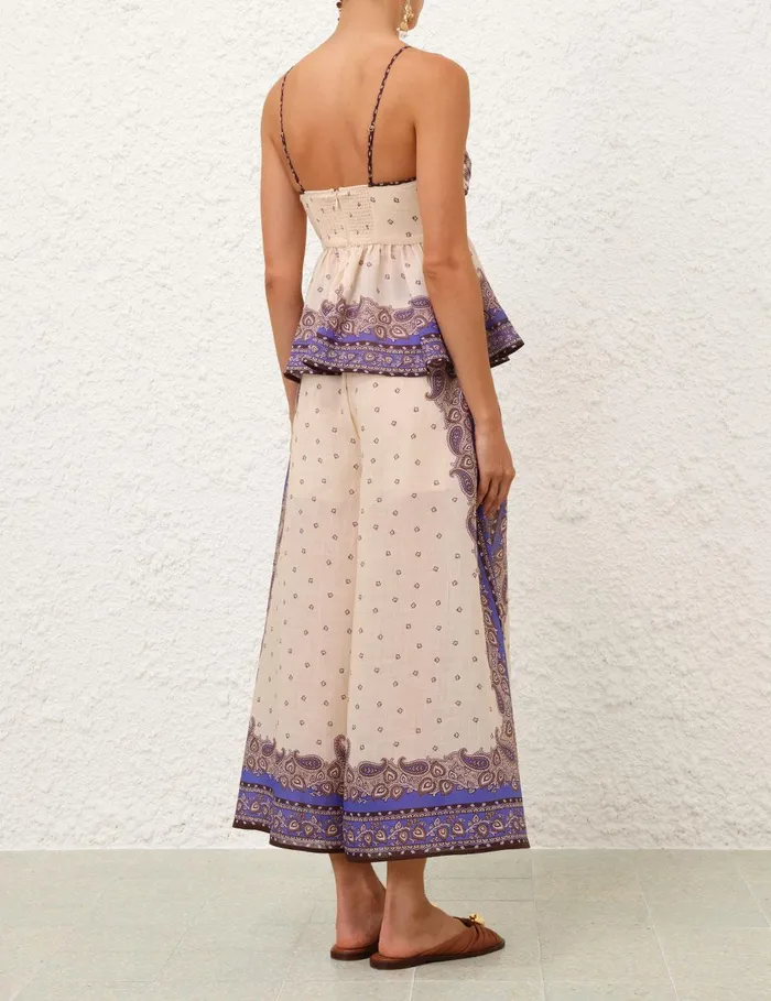 Women Clothing Zimmermann Maxine Wide Leg Cropped Pant Purple Paisley