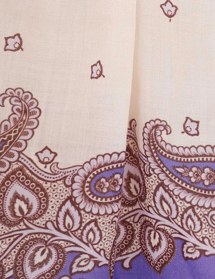 Women Clothing Zimmermann Maxine Wide Leg Cropped Pant Purple Paisley