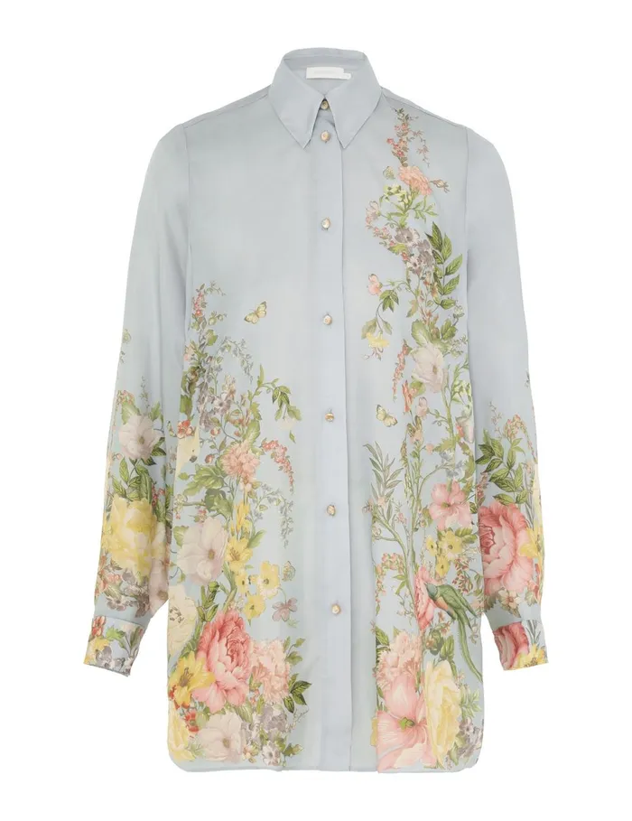 Women Clothing Zimmermann Waverly Relaxed Shirt Blue Floral