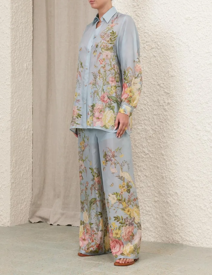 Women Clothing Zimmermann Waverly Relaxed Shirt Blue Floral