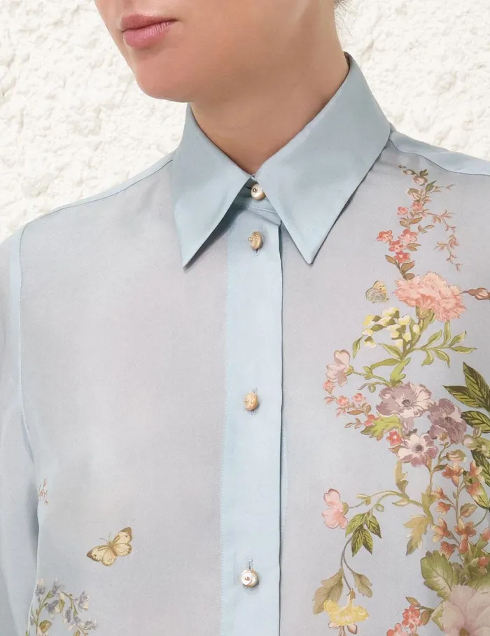 Women Clothing Zimmermann Waverly Relaxed Shirt Blue Floral