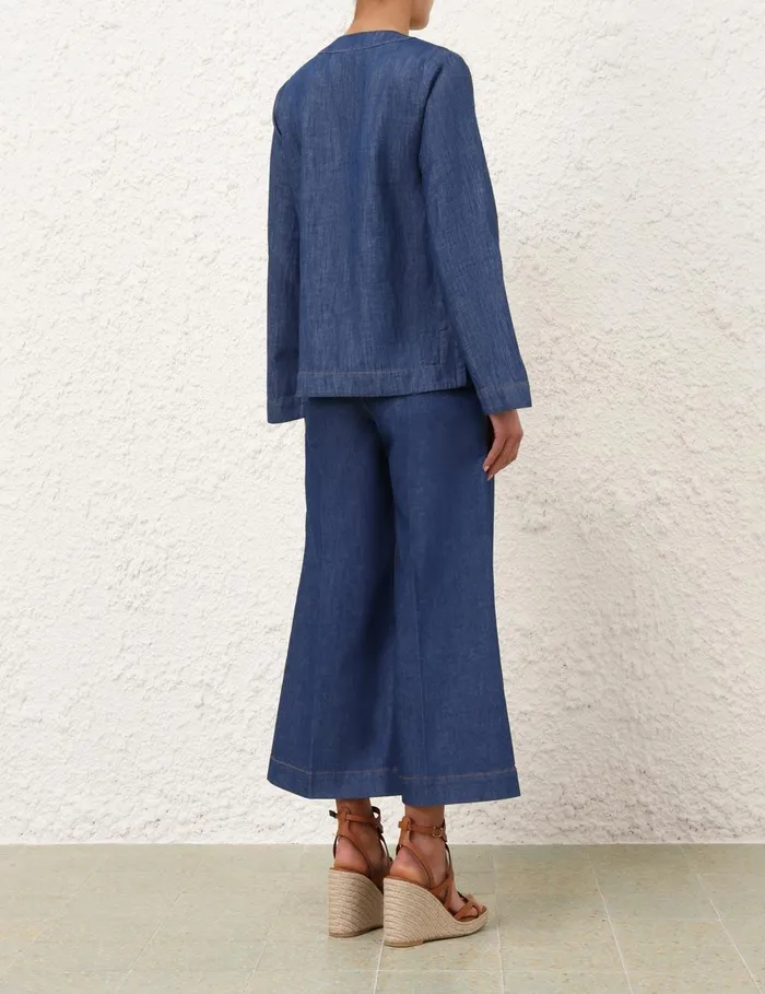 Women Clothing Zimmermann Wylie Cropped Jean Railway Blue