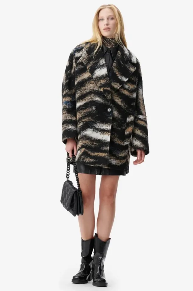Women Coats and Jackets Lala Berlin Coat Olly Woolpolyester Blend Big Zebra Black Women Coats and Jackets Lala Berlin Coat Olly Woolpolyester Blend Big Zebra Black