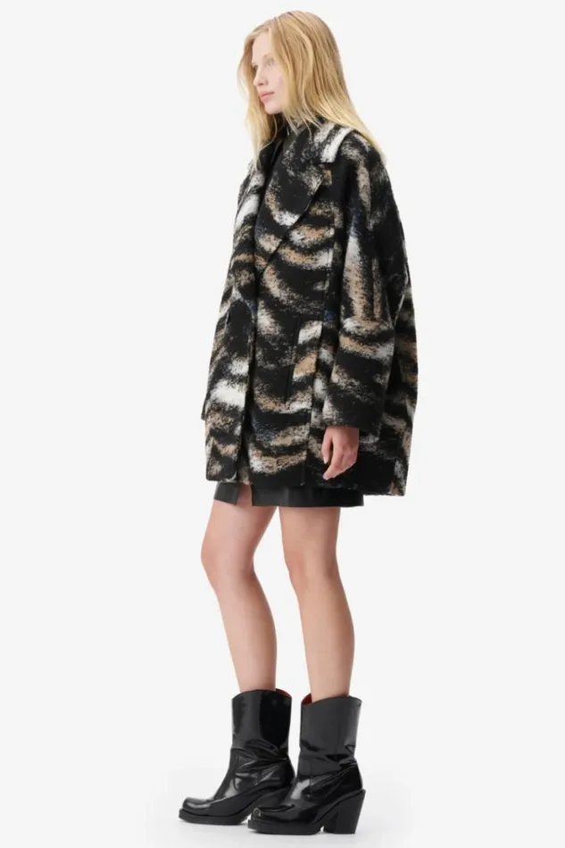 Women Coats and Jackets Lala Berlin Coat Olly Woolpolyester Blend Big Zebra Black Women Coats and Jackets Lala Berlin Coat Olly Woolpolyester Blend Big Zebra Black