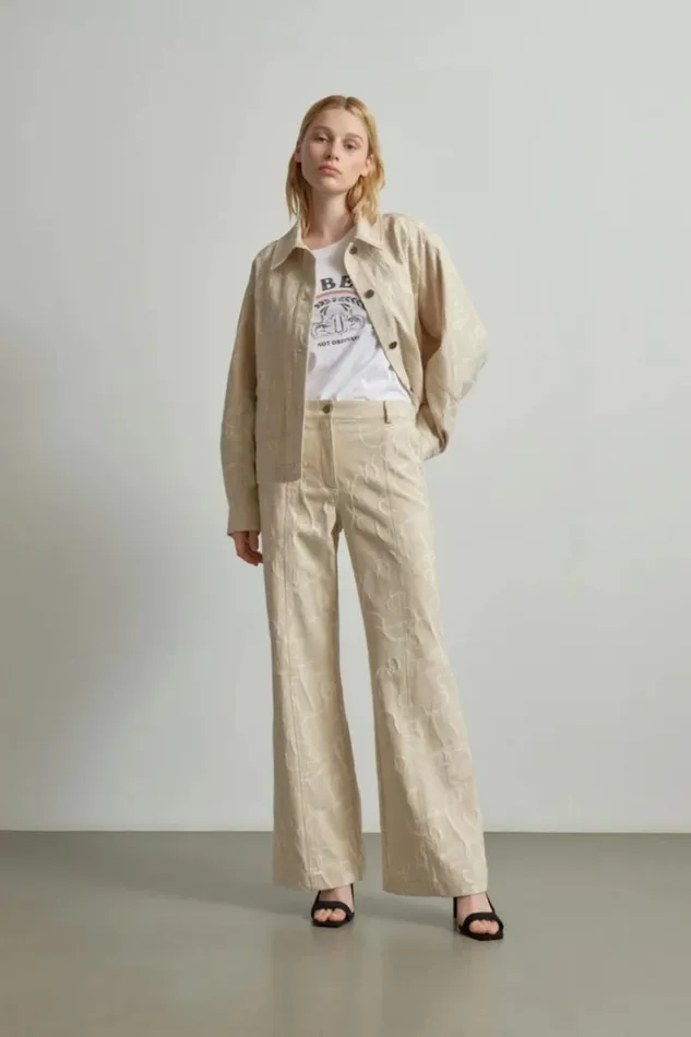 Women Coats and Jackets Lala Berlin Jacket Jacek Cotton Mix Lalagram Jacquard Beige Women Coats and Jackets Lala Berlin Jacket Jacek Cotton Mix Lalagram Jacquard Beige