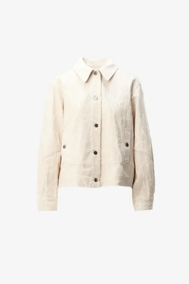 Women Coats and Jackets Lala Berlin Jacket Jacek Cotton Mix Lalagram Jacquard Beige Women Coats and Jackets Lala Berlin Jacket Jacek Cotton Mix Lalagram Jacquard Beige